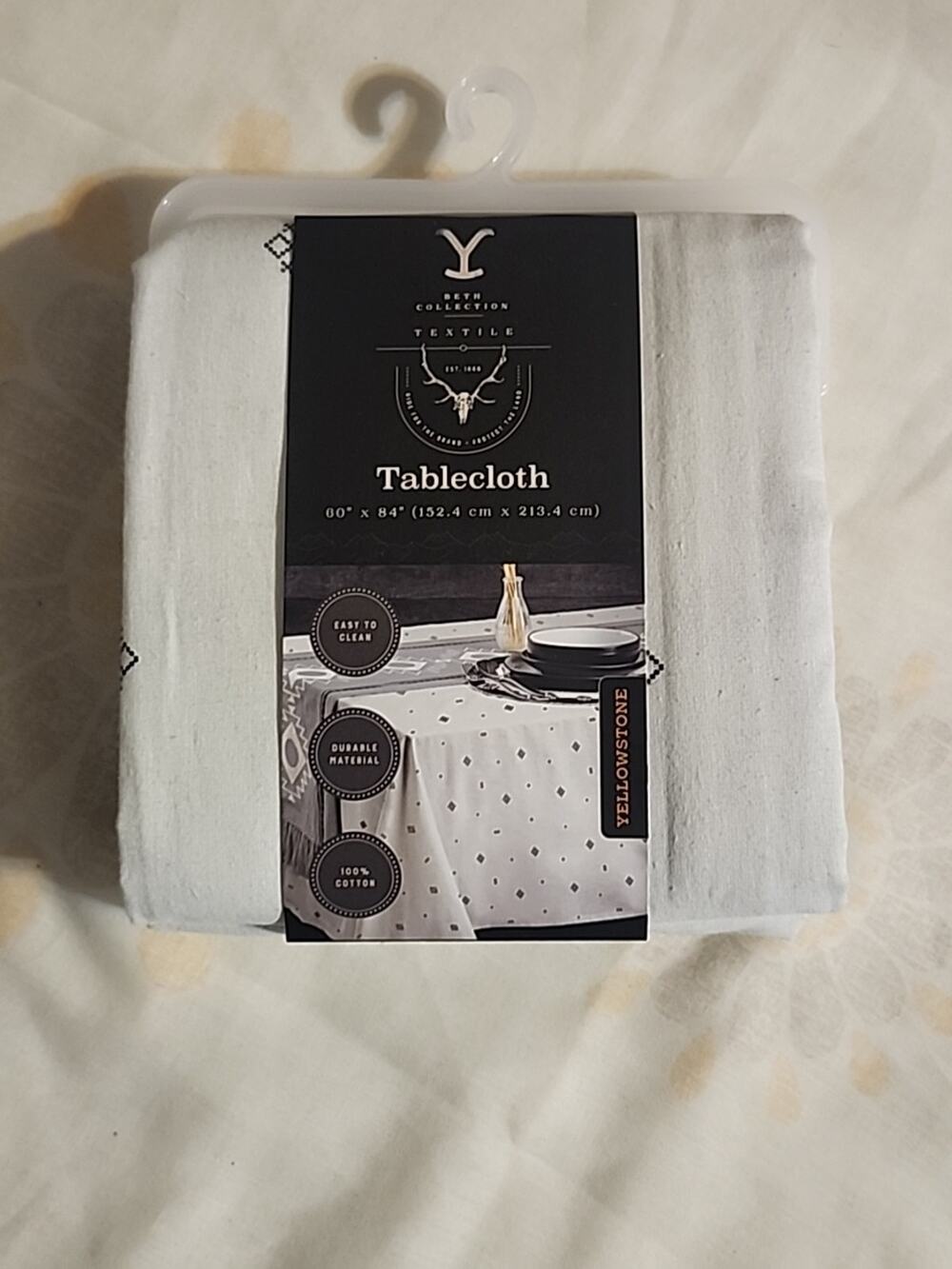Yellowstone Beth Collection Textile Tablecloth 60"x84" Rectangular 100% Cotton